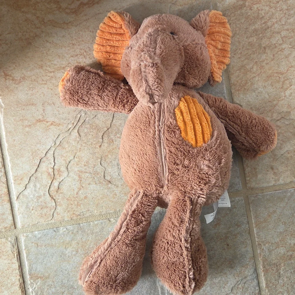 Pier 1 Brown and Orange Stuffed Elephant